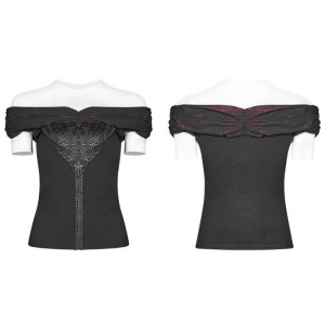  Gothic Off-shoulder Short T-shirt - 