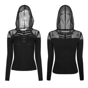  Punk Hooded Long Sleeve T-shirt - 