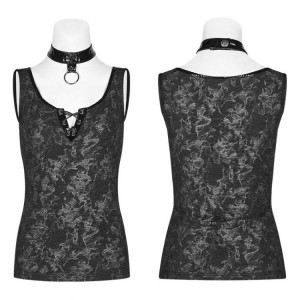  Punk Collar Cover Sleeveless Vest - 