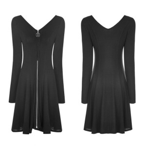  V Collar Sexy Woolen Dress /   - 