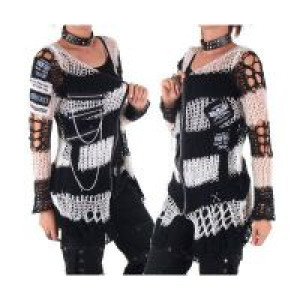  SWEATER Punk Rave M-004/BK-WH -  