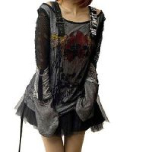  LONGSLEEV Punk Rave T-221/BK-WH -  