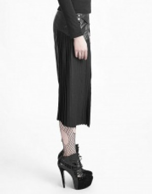  Punk Single Pleated Leather Skirt Punk Rave Q-274/BK -  