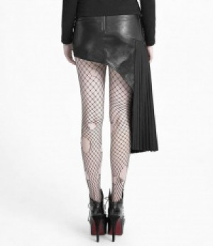  Punk Single Pleated Leather Skirt Punk Rave Q-274/BK -  