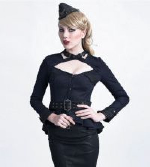  Uniform Style Collar Less Shirt Punk Rave Y-623/BK -  