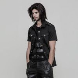  Simple Punk Short Sleeve Shirt Punk Rave OY-860CDM/BK -  