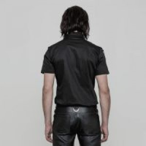  Simple Punk Short Sleeve Shirt Punk Rave OY-860CDM/BK -  