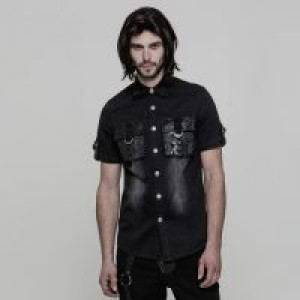  Punk Short Sleeve Shirt Punk Rave WY-861CDM/BK -  