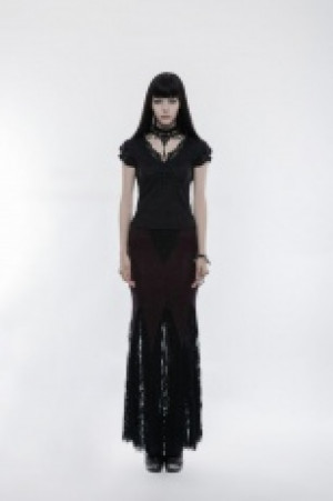  Gorgeous Gothic Lace Half Skirt Punk Rave WQ-344BQF/BK-RD -  