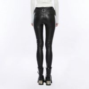  Punk Skinny Multi Buckle Waist Pu Leather Pants -  3