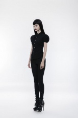   Steampunk Puff Sleeve Short Blouse -  1