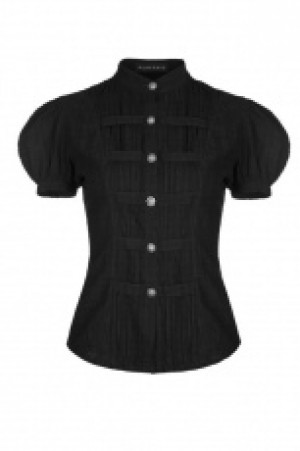   Steampunk Puff Sleeve Short Blouse -  3