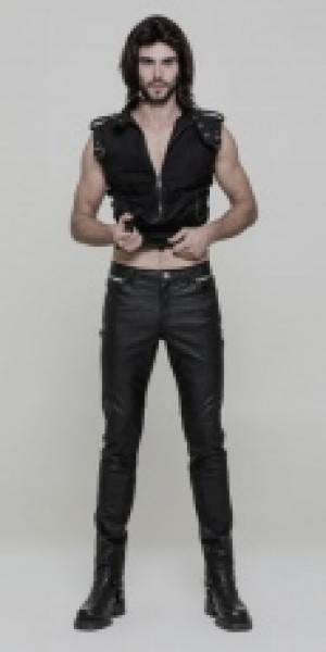  Punk PU Trousers Punk Rave OK-321PCM/BK -  