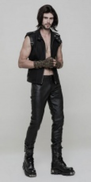  Punk PU Trousers Punk Rave OK-321PCM/BK -  