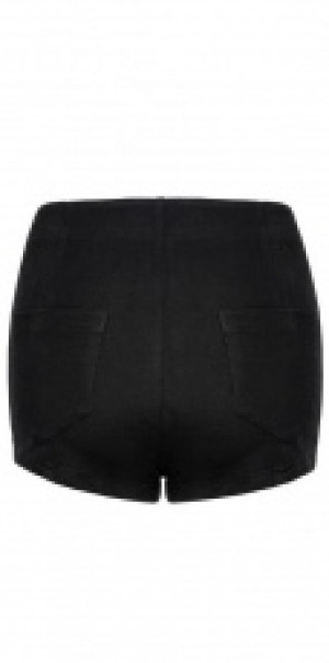  Punk fight fabric high waisted zipper short slim pants -  2