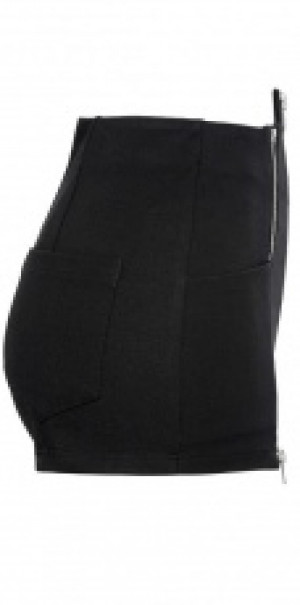  Punk fight fabric high waisted zipper short slim pants -  1