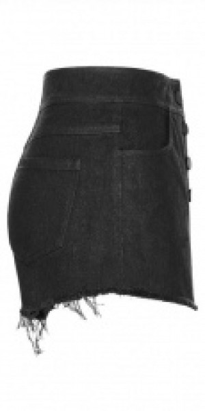  Double Belt Row Buckle Punk Fake Half Skirt Punk Rave OPK-221NDF/BK -  