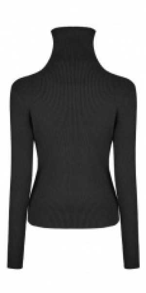  Zipper High Neck Sweater -  2