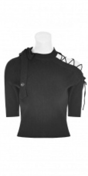 Punk Strapless Imitate Ice Silk T-shirt Punk Rave OPM-093TMF/BK -  