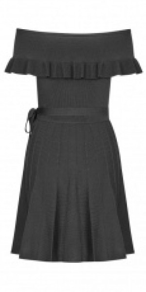  Off Shoulder Lotus Leaf Ice Silk Dress Punk Rave +OPM-096TMF/BK -  