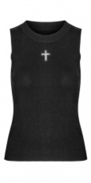  Cross Hollow punk knitted vest Punk Rave OPM-099TMF/BK -  
