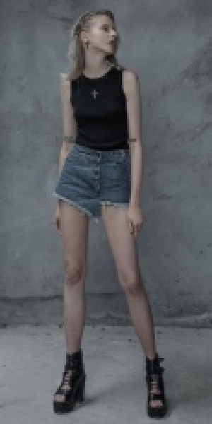  Cross Hollow punk knitted vest Punk Rave OPM-099TMF/BK -  