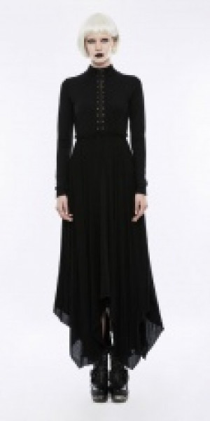  Goth Retro High Neck Hollow-out Irregular Hem Mystical Dress Punk Rave OPQ-202LQF/BK -  