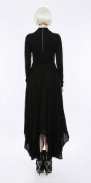  Goth Retro High Neck Hollow-out Irregular Hem Mystical Dress Punk Rave OPQ-202LQF/BK -  