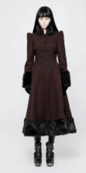  Gothic Daily Magic Woven Medium-length Coat Punk Rave OY-893ECF/BK-RD -  