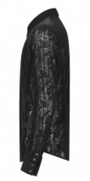  Gothic Lace Flocking Shirt Punk Rave OY-1005CCM/BK -  