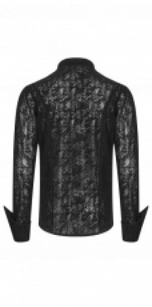  Gothic Lace Flocking Shirt Punk Rave OY-1005CCM/BK -  