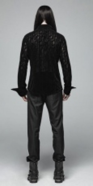  Gothic Lace Flocking Shirt Punk Rave OY-1005CCM/BK -  