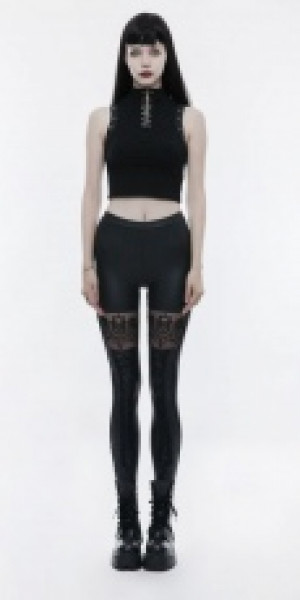  Gothic Skull Embroidered Leggings Punk Rave WK-293DDF/BK -  