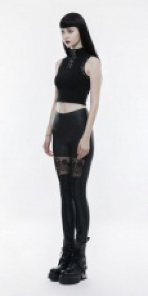  Gothic Skull Embroidered Leggings Punk Rave WK-293DDF/BK -  