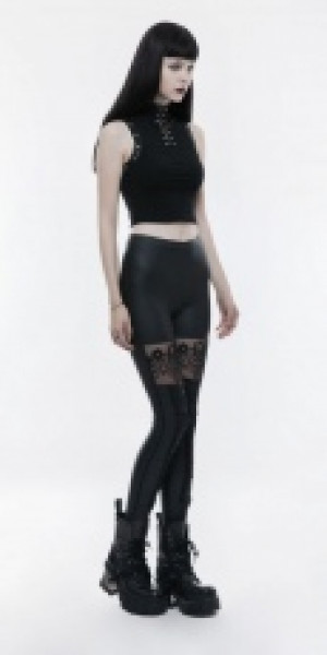  Gothic Skull Embroidered Leggings Punk Rave WK-293DDF/BK -  