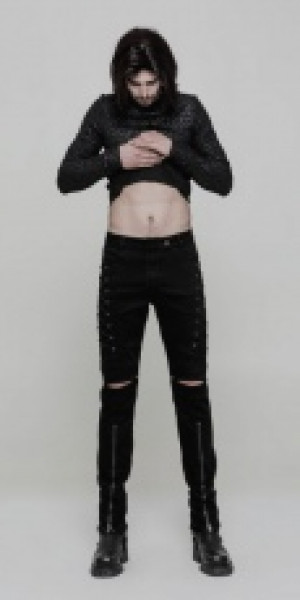  Punk Cowboy Trousers with Hold on Knee -  5