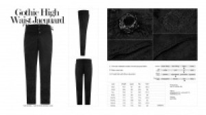  Gothic High Waist Jacquard Trousers Punk Rave WK-313XCM/BK -  