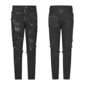  Punk Broken Hole Net Trousers Punk Rave WK-369XCM/BK -  