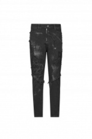  Punk Broken Hole Net Trousers Punk Rave WK-369XCM/BK -  
