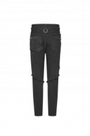  Punk Broken Hole Net Trousers Punk Rave WK-369XCM/BK -  