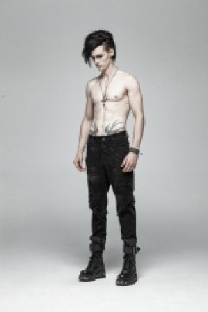  Punk Broken Hole Net Trousers Punk Rave WK-369XCM/BK -  