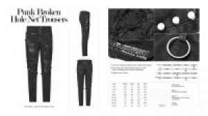  Punk Broken Hole Net Trousers Punk Rave WK-369XCM/BK -  