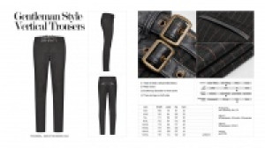  Gentleman Style Vertical Trousers Punk Rave WK-383XCM/BK-CO -  
