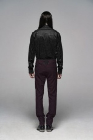  Gothic Floral Metal Swallow Black Suit Trousers -  6