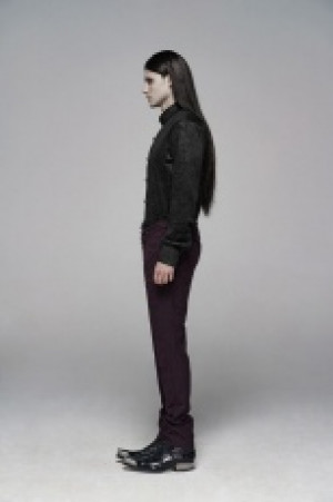  Gothic Floral Metal Swallow Black Suit Trousers -  5