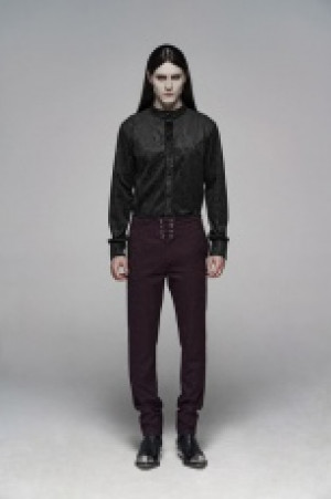  Gothic Floral Metal Swallow Black Suit Trousers -  4