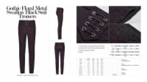  Gothic Floral Metal Swallow Black Suit Trousers -  8