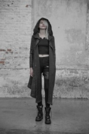  Gothic Weird Medium long Cardigan Sweater Punk Rave WM-045KMF/BK -  