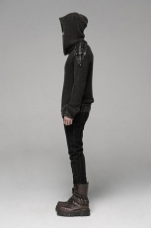  Punk Vintage Hooded Sweater Punk Rave WM-052TMM/BK-CO -  