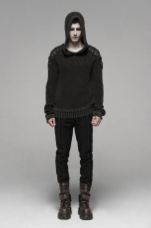  Punk Vintage Hooded Sweater Punk Rave WM-052TMM/BK-CO -  